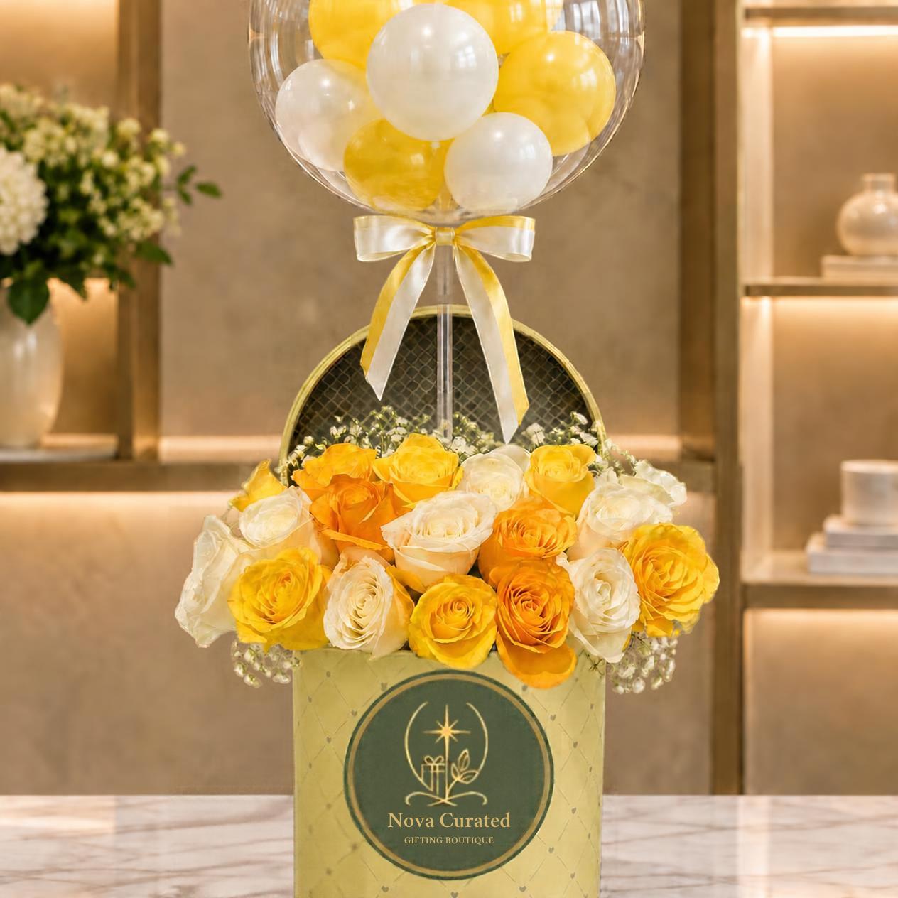 Sunshine Rose Bubble Box gift by Nova Curated